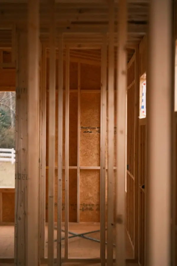 New wood stud framing ready for insulation