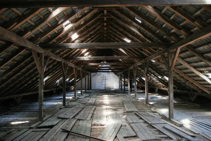 Wooden attic ready for insulation