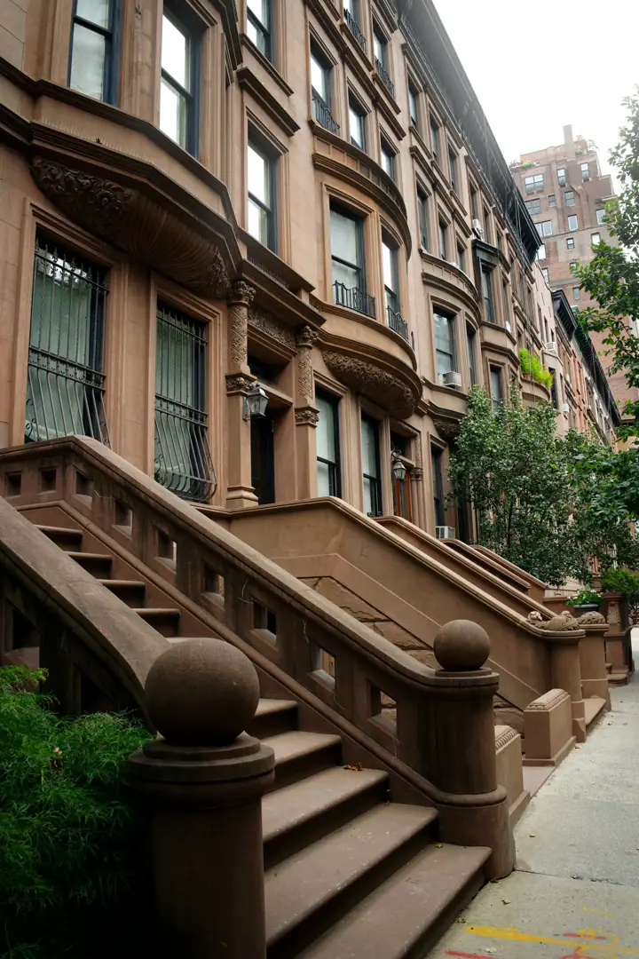 Row of brownstone homes in Jersey City